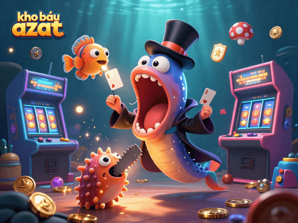 Engage with kho báu aztec, featuring a vibrant 3D slot game scene with magical creatures.