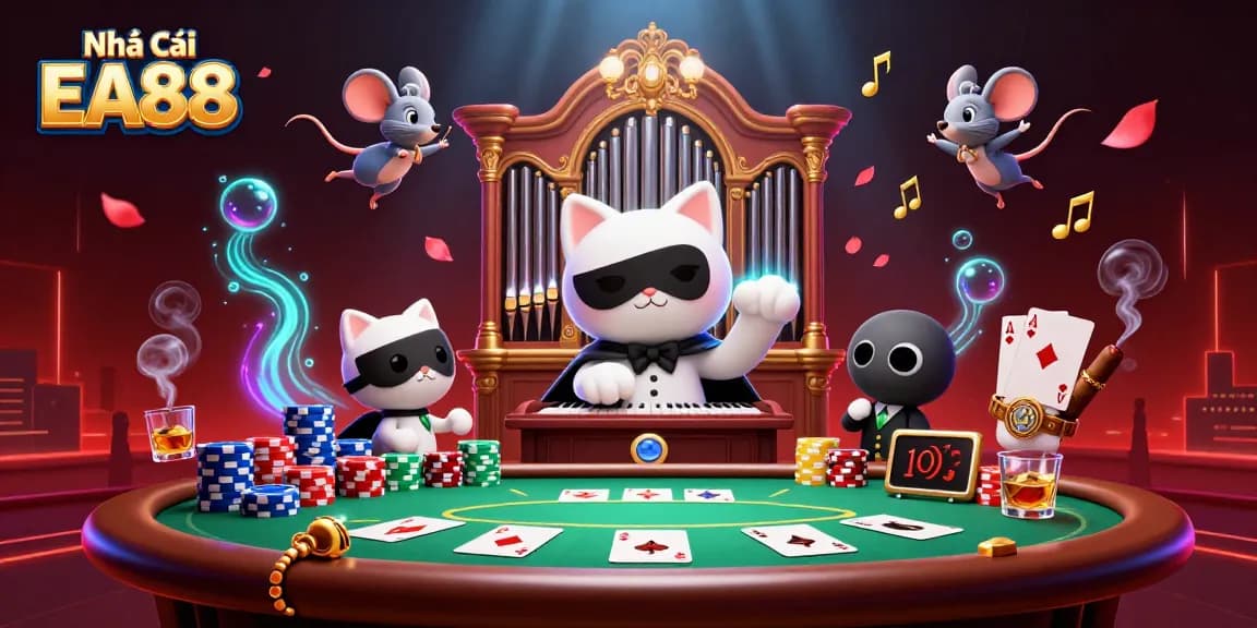 Experience dynamic gaming at Nhà cái EA88 featuring a whimsical casino scene.