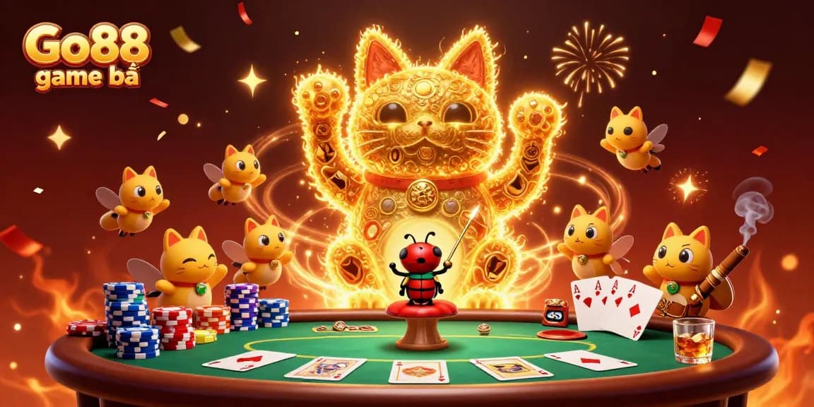 Experience thrilling wins with Go88 game bài in this vibrant digital illustration
