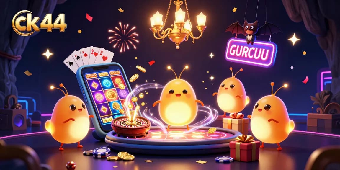 Experience the excitement of ck 44 as glowworms illuminate a cave casino amidst vibrant gaming elements.