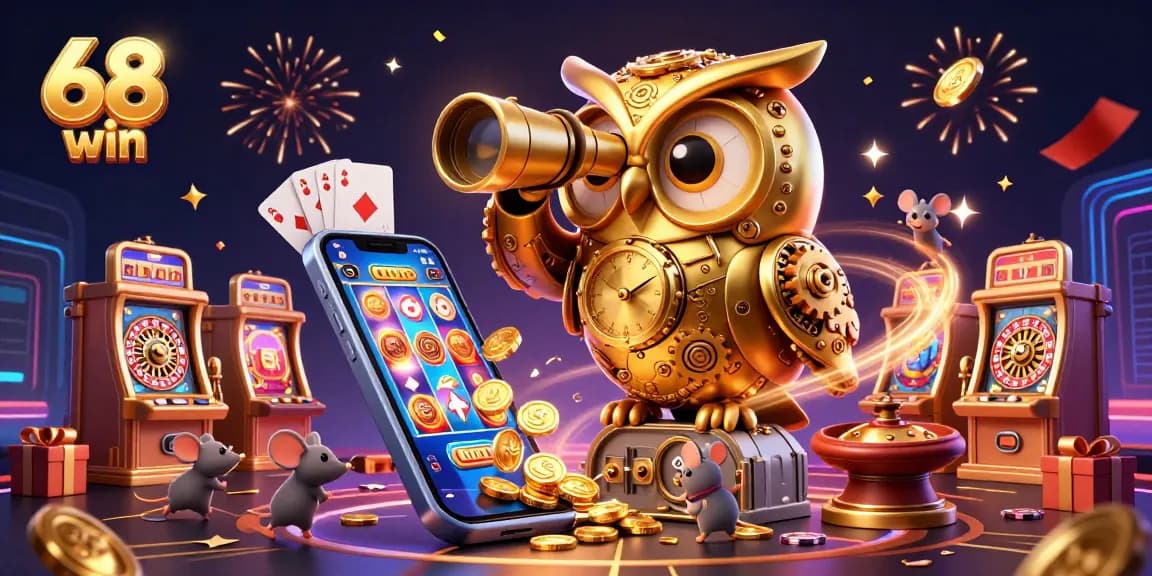 Experience the excitement of 68 win with an enchanting casino scene filled with vibrant games and action.