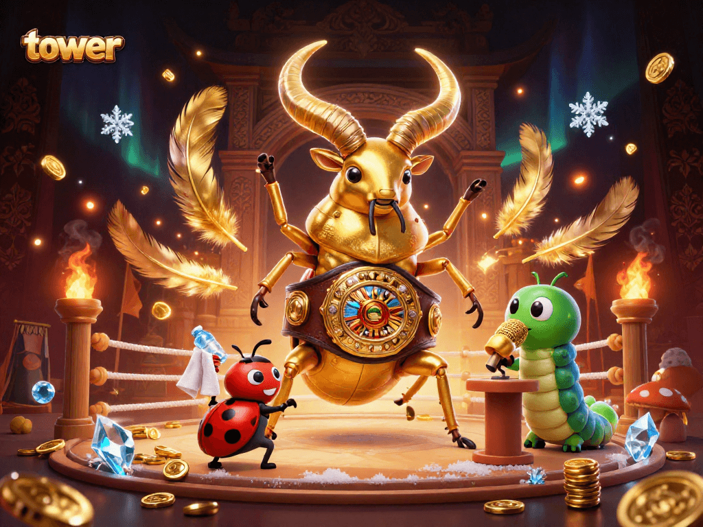 Engage in thrilling tower gameplay as you conquer levels in this vibrant casino scene.