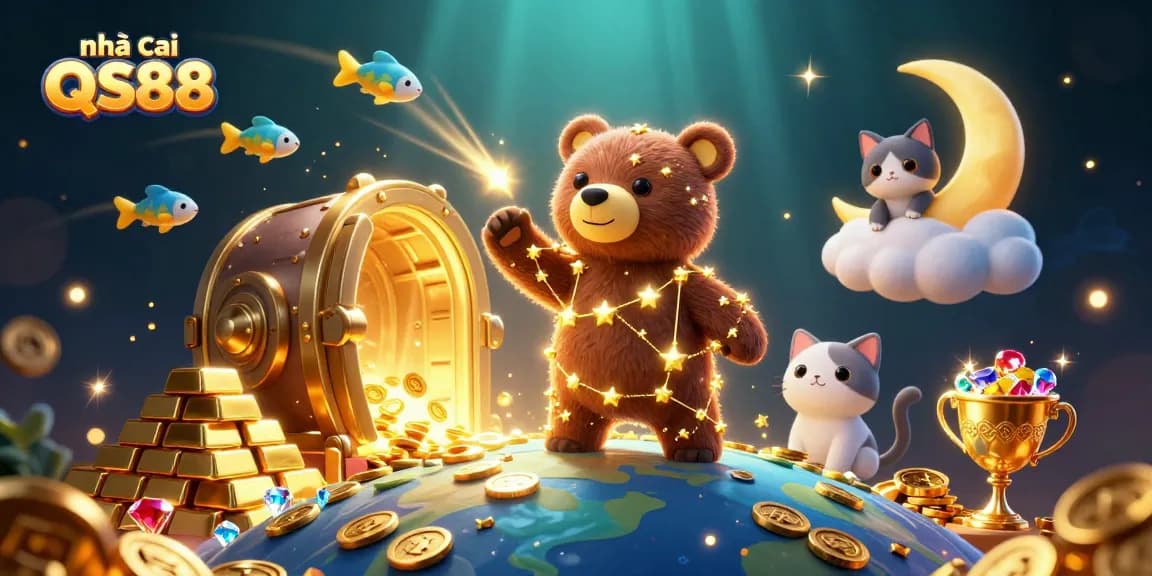 Engage in thrilling gameplay at nhà cái QS88 with captivating casino characters and treasures.