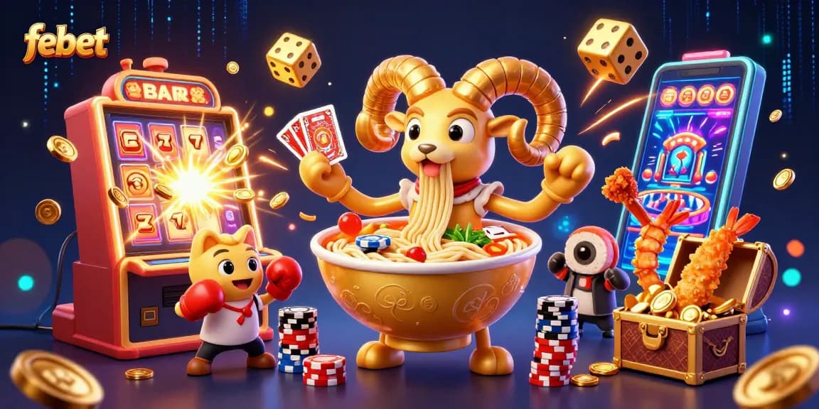 Experience the thrill of febet's vibrant gaming features with an engaging casino illustration.