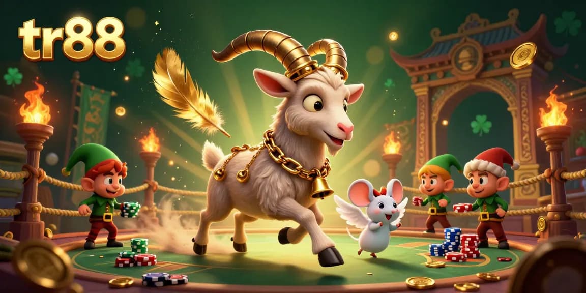Experience the dynamic online gambling scene at tr88 with gremlins stealing chips and a festive Krampus overseeing gameplay.