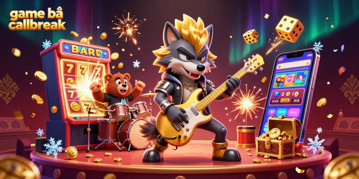 Engage in the action of game bài callbreak with vibrant characters and thrilling casino elements exploding around.