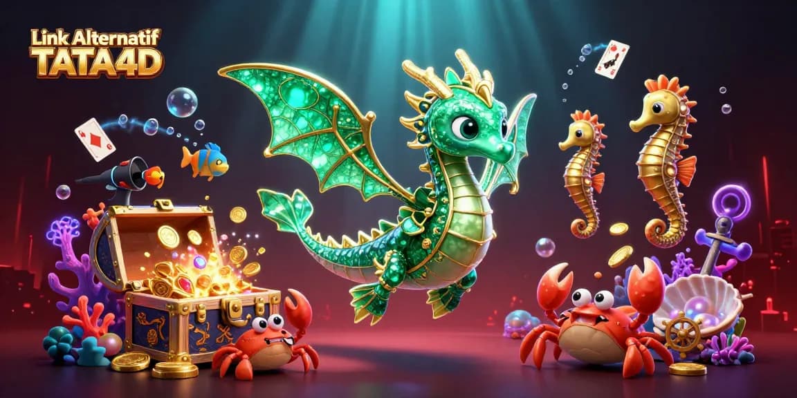 Engage with Link Alternatif TATA4D through this vibrant 3D illustration illustrating a gaming adventure.