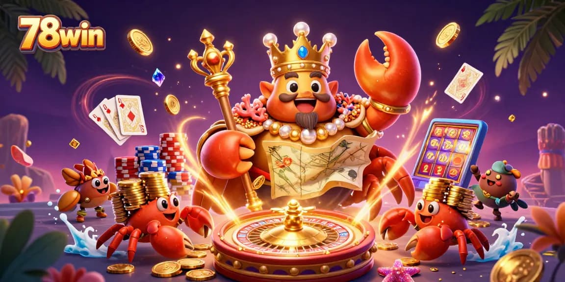 Experience thrilling jackpots at 78win with the golden crab emperor ruling the casino.