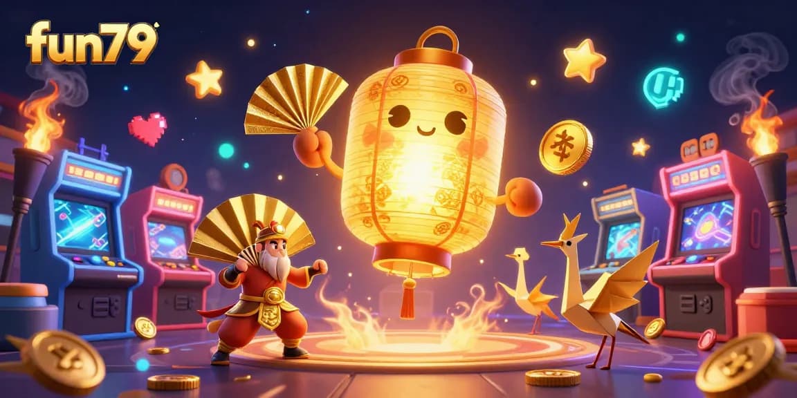 Experience the magic of fun79 with vibrant casino elements and characters in a colorful gaming scene.