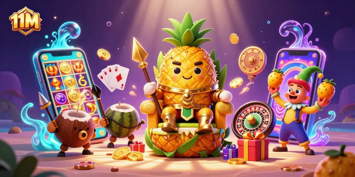 Experience thrilling slot action with 11M's vibrant casino scene and engaging characters.