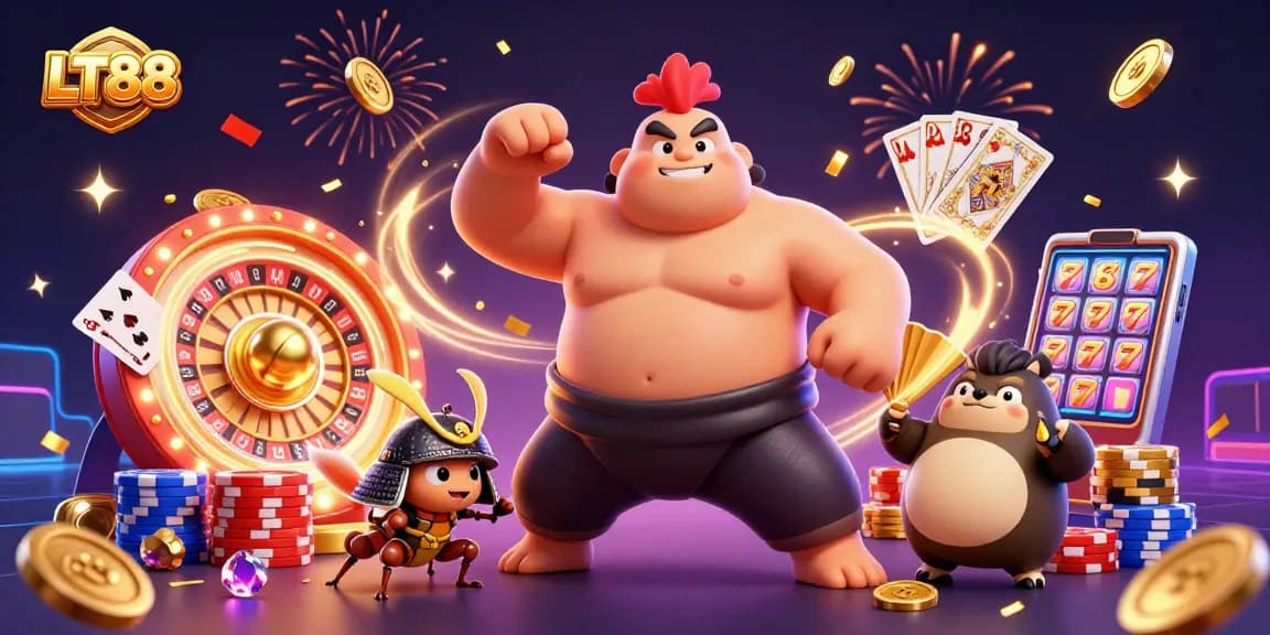 Experience the excitement of LT88 casino with dynamic characters and vibrant gaming elements.