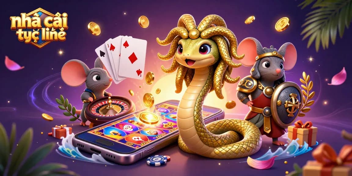 Engage with the vibrant content of nhà cái trực tuyến through an animated gaming scene filled with action and excitement.