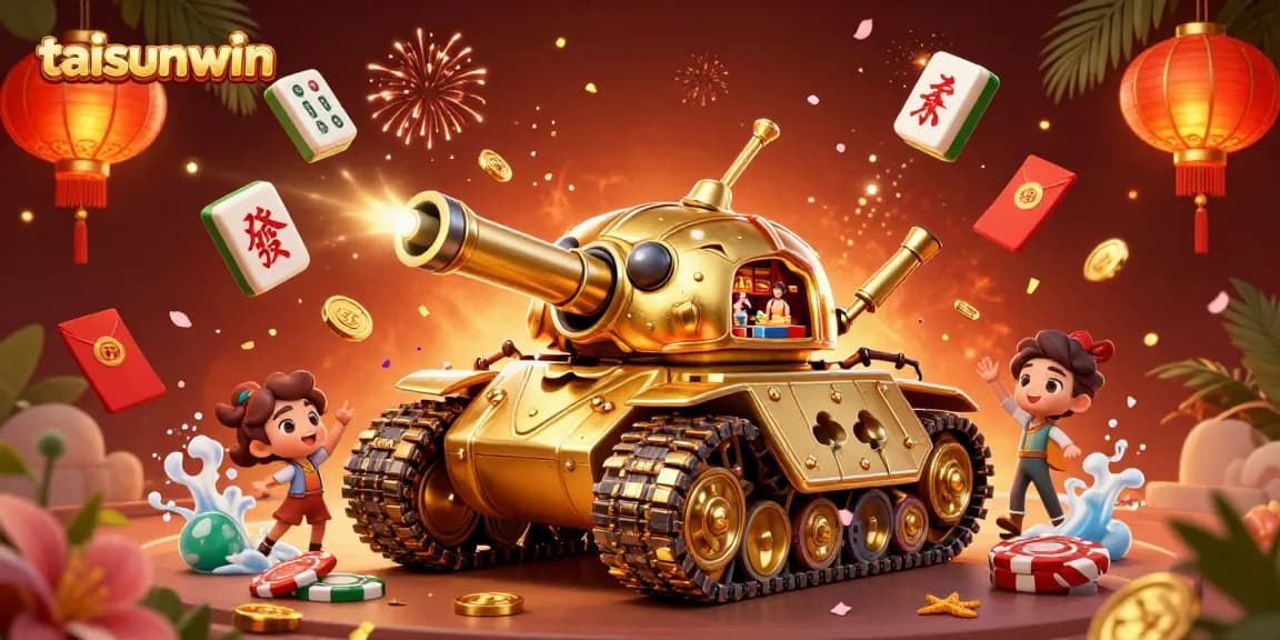 Experience the excitement of taisunwin with a vibrant 3D illustration showcasing a miniature casino in a golden beetle tank.