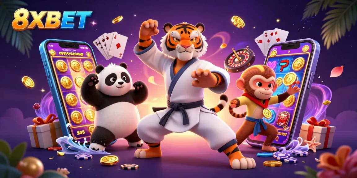 Experience gaming excitement with 8XBET's dynamic scene featuring casino fun and adventure.
