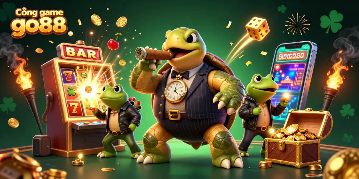 Cổng game go88 showcases a vibrant casino scene with animated characters and exciting gaming elements.