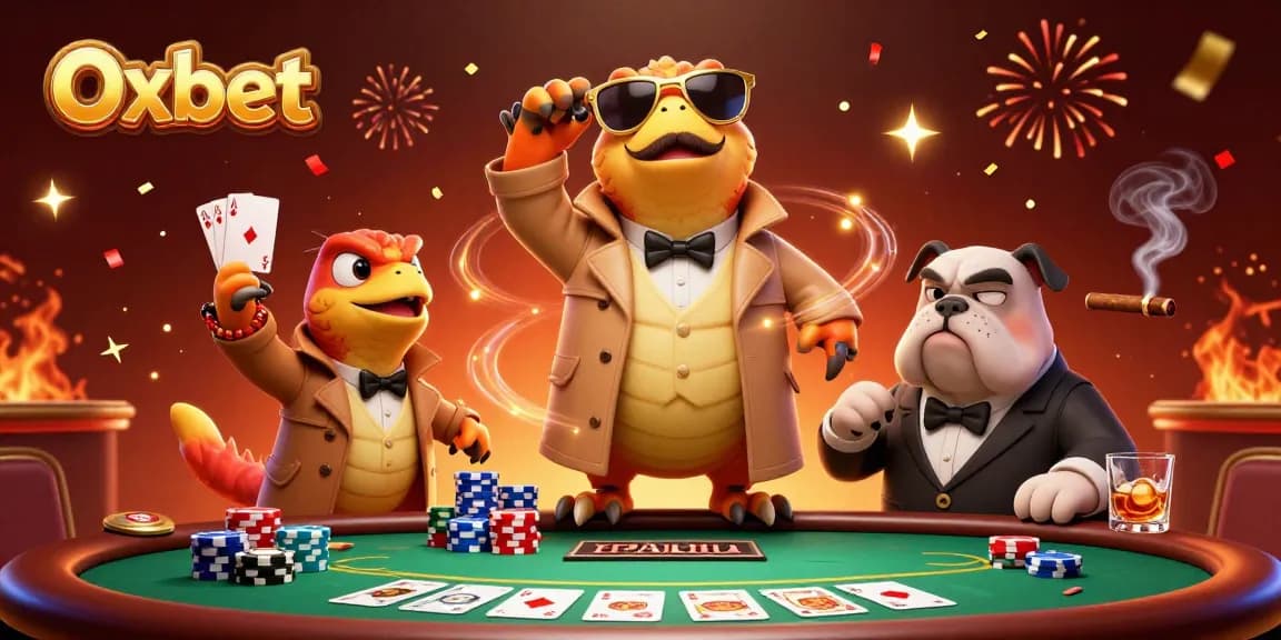 Raptors amusingly disguised as humans engage with a VIP casino lounge, highlighting Oxbet's vibrant casino scene.