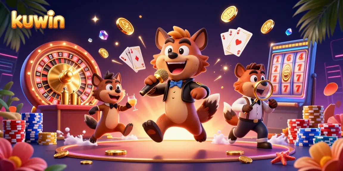 kuwin characters enliven a comedy casino club scene with vibrant games and gold effects