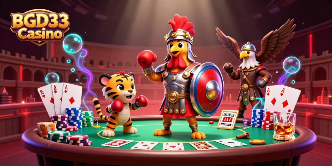 Engage with BGD33 Casino's vibrant world, featuring immersive poker gameplay with dynamic characters.