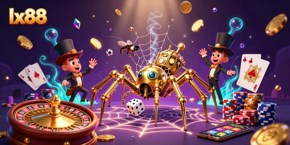 Experience thrilling gameplay at lx88 with a vibrant steampunk-inspired casino scene filled with winning opportunities.