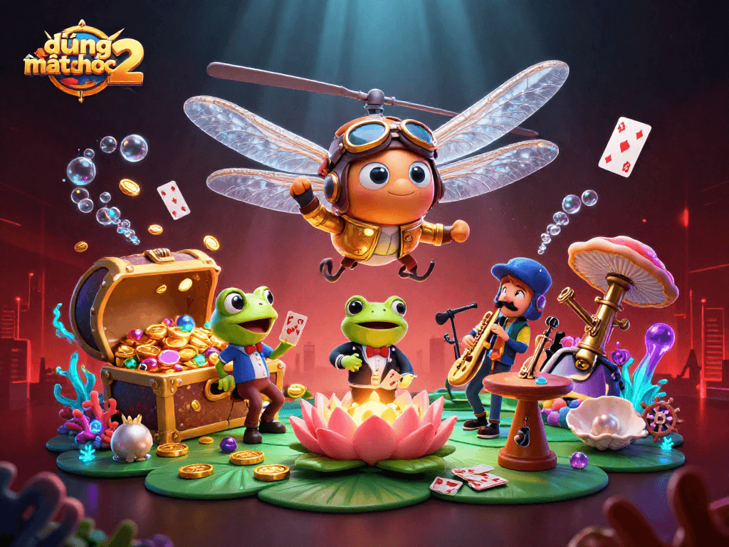 Experience the thrilling excitement of đường mạt chược 2 with vibrant 3D illustrations of characters and casino elements.