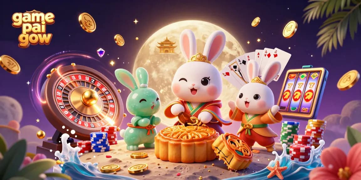 Experience game pai gow excitement with playful moon rabbits and vibrant casino themes.