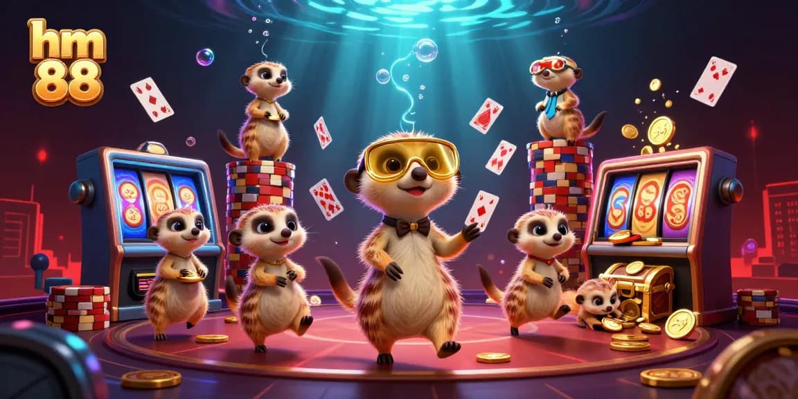 Experience thrilling gameplay at hm 88 with meerkats managing a vibrant casino scene.