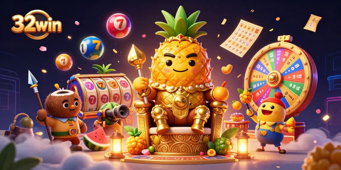 Experience the excitement of winning at 32win with this dynamic 3D casino illustration.