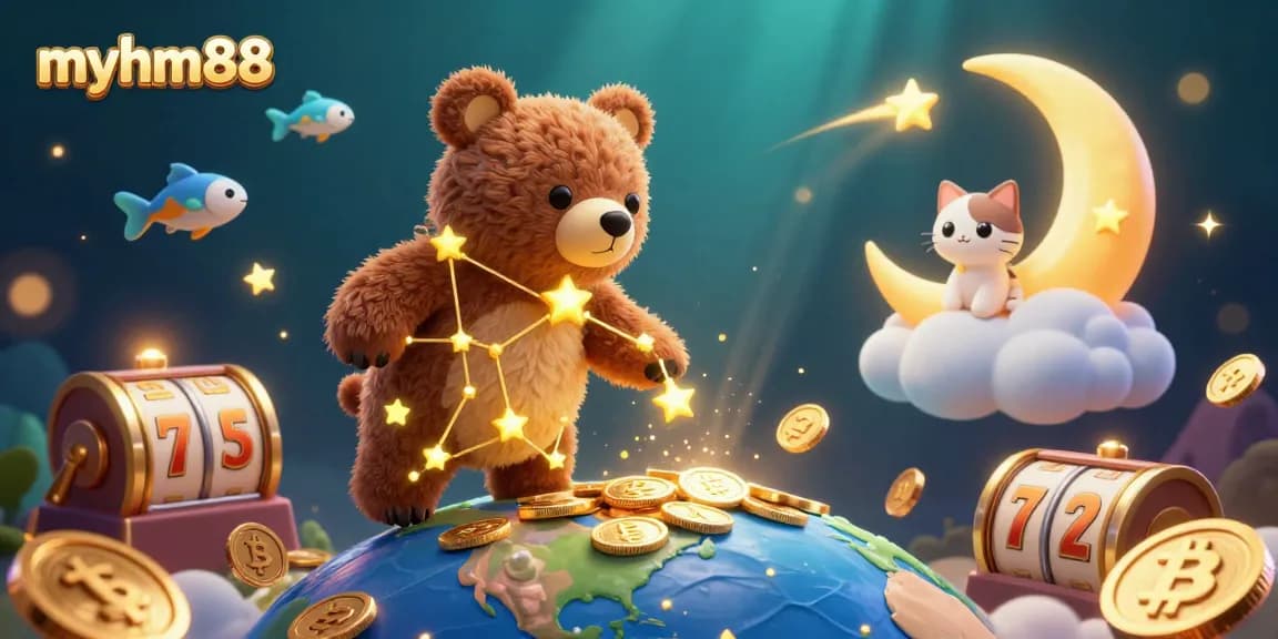 Place bets at myhm88 while enjoying a vibrant 3D casino scene filled with golden coins and exciting game elements.