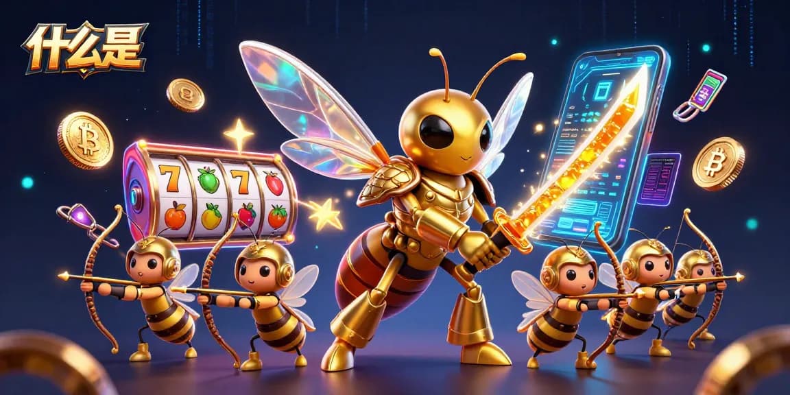 Engage with 什么是 through a vibrant casino scene illustrating golden hornets and crypto elements.