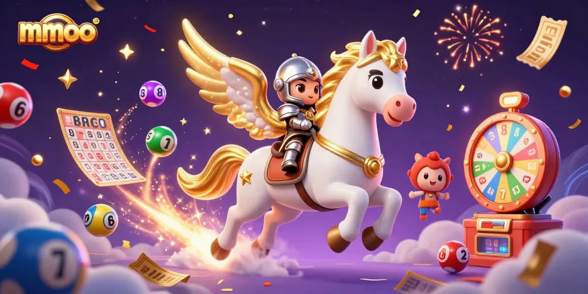 Experience mmoo's exciting world with a colorful lottery scene filled with winning opportunities.