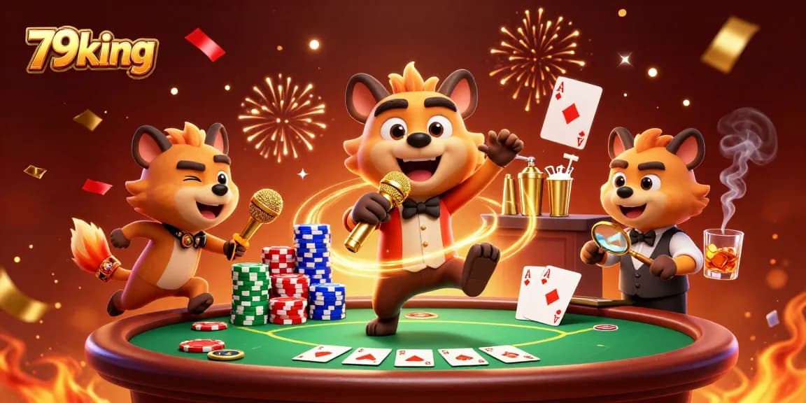 Experience the excitement of 79king's casino with lively hyenas in a vibrant, comedic setting.
