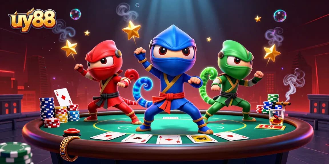 Engage in thrilling gameplay experience at uy88 with chameleon ninjas showcasing poker intensity.