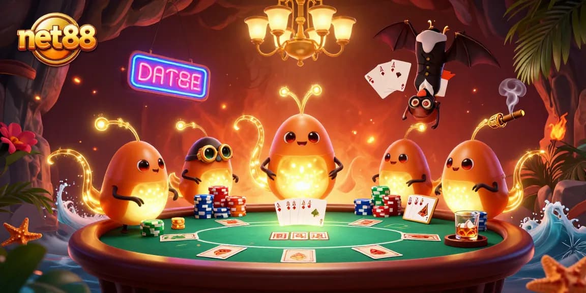 Bet big and win big with net88 in a vibrant cave casino alive with glowworms.