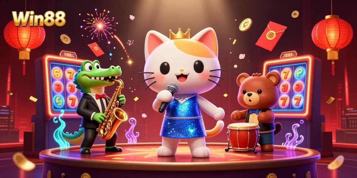 Win88 delivers nonstop excitement with engaging slots and charismatic characters in a vibrant casino scene.