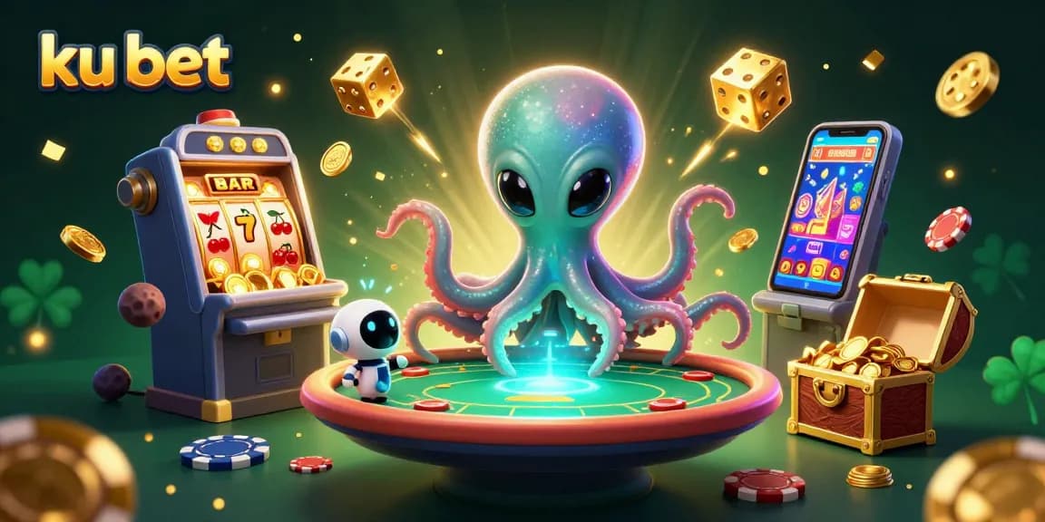 Experience the thrill of ku bet with an alien octopus at a vibrant casino scene