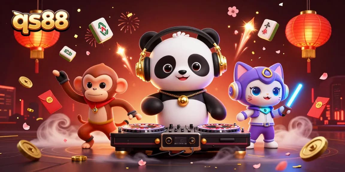 Experience the electrifying atmosphere at qs88 with a DJ panda, breakdancing monkey, and rave kitten