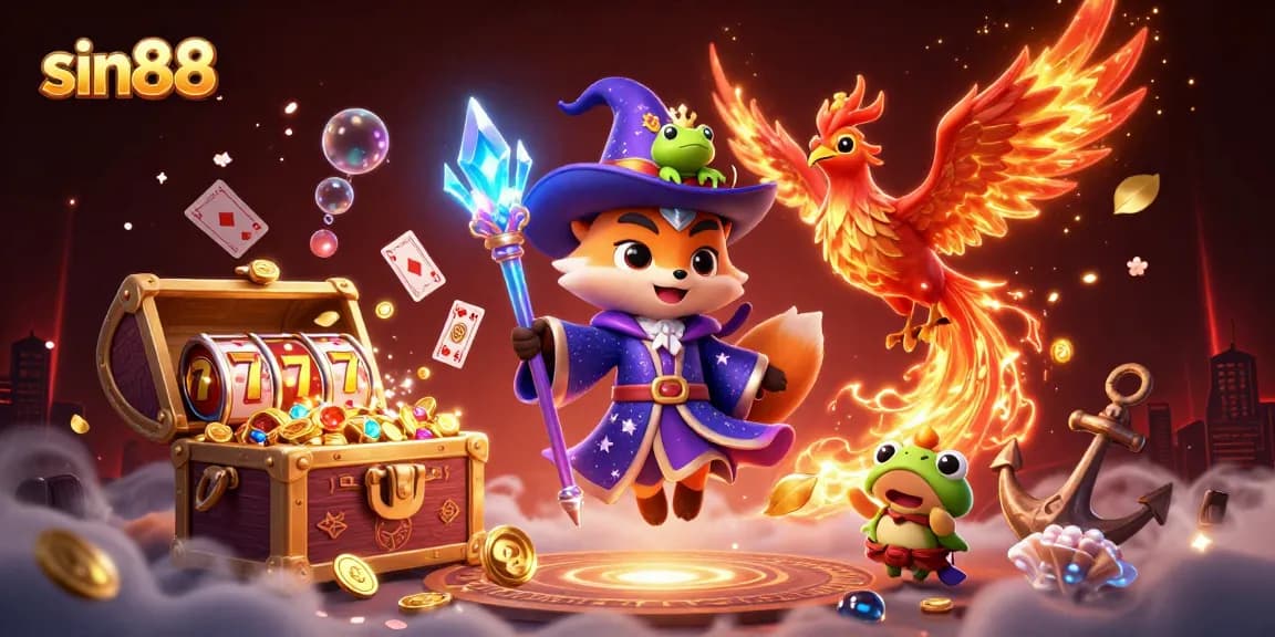 Join sin88 for thrilling slot adventures with a wizard fox, phoenix, and treasure!