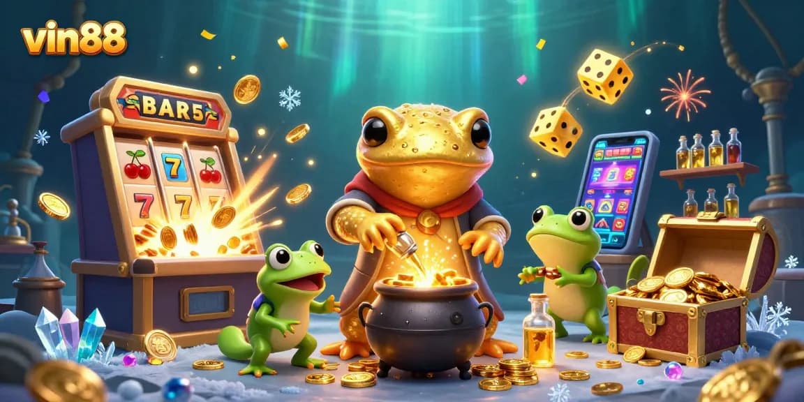 Experience thrilling wins at vin88 with a golden salamander alchemist in a vibrant casino scene.