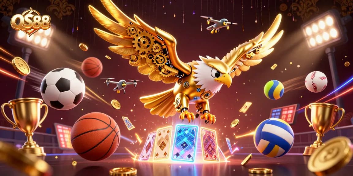 Engage in thrilling action at QS88 with dynamic casino symbols and an electrifying atmosphere.
