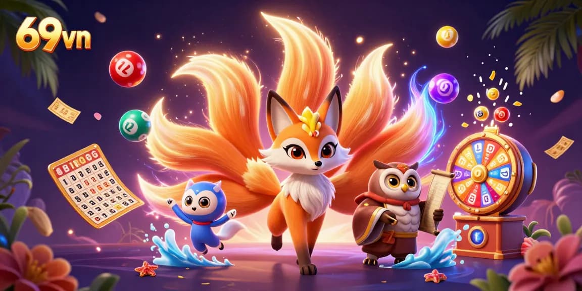 Engage with the exhilarating world of 69vn, featuring magical fox spirits and vibrant lottery activities.