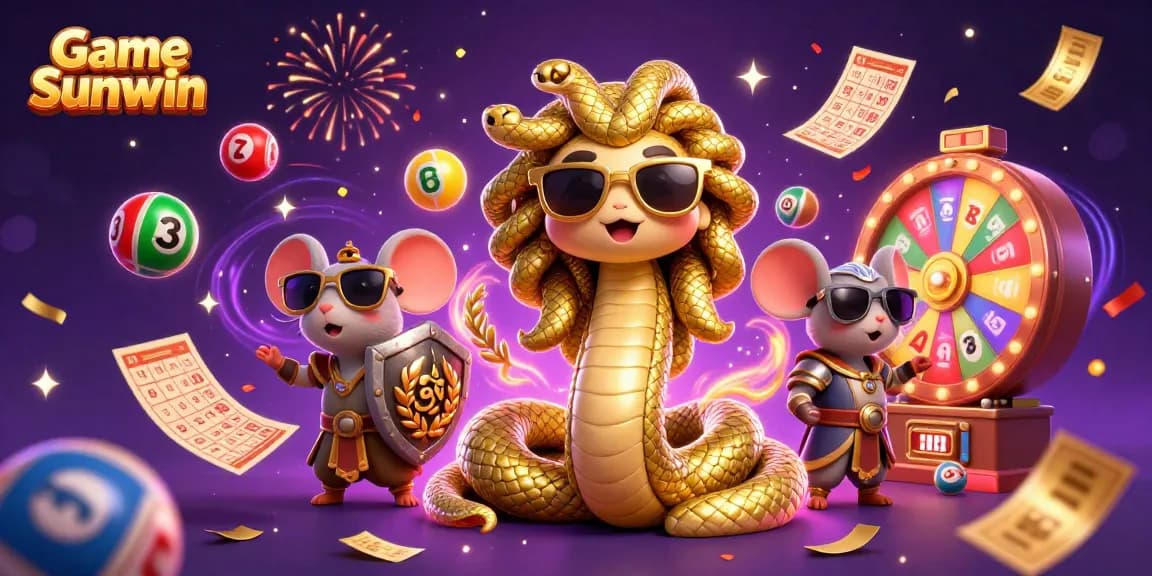 Experience the excitement of Game Sunwin with vibrant lottery elements and dynamic characters.
