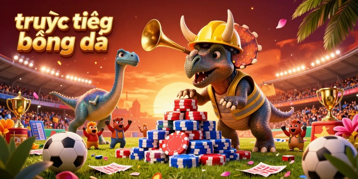 Enjoy trực tiếp bóng đá with a lively sports betting scene featuring dynamic characters and elements.