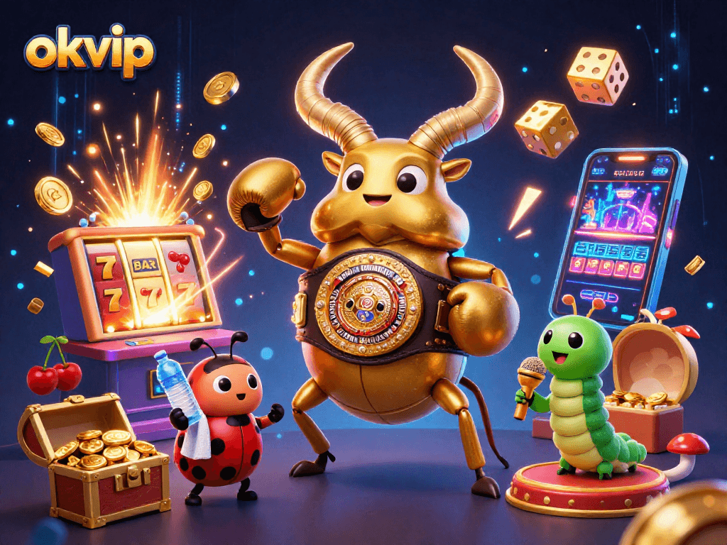 Engage with the vibrant world of okvip, showcasing a dynamic casino scene bursting with excitement.