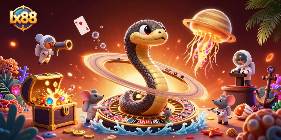 Experience the thrill of lx88 with astronaut mice gambling on a cosmic roulette wheel.