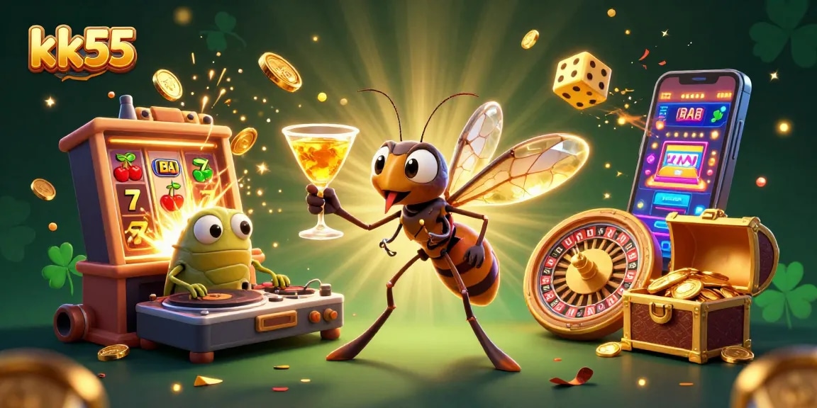 Experience thrilling gameplay with kk55's vibrant casino scene featuring dynamic characters and games.