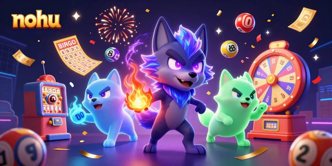 Nohu captures the excitement of lottery gaming with vibrant balls and dynamic elements.