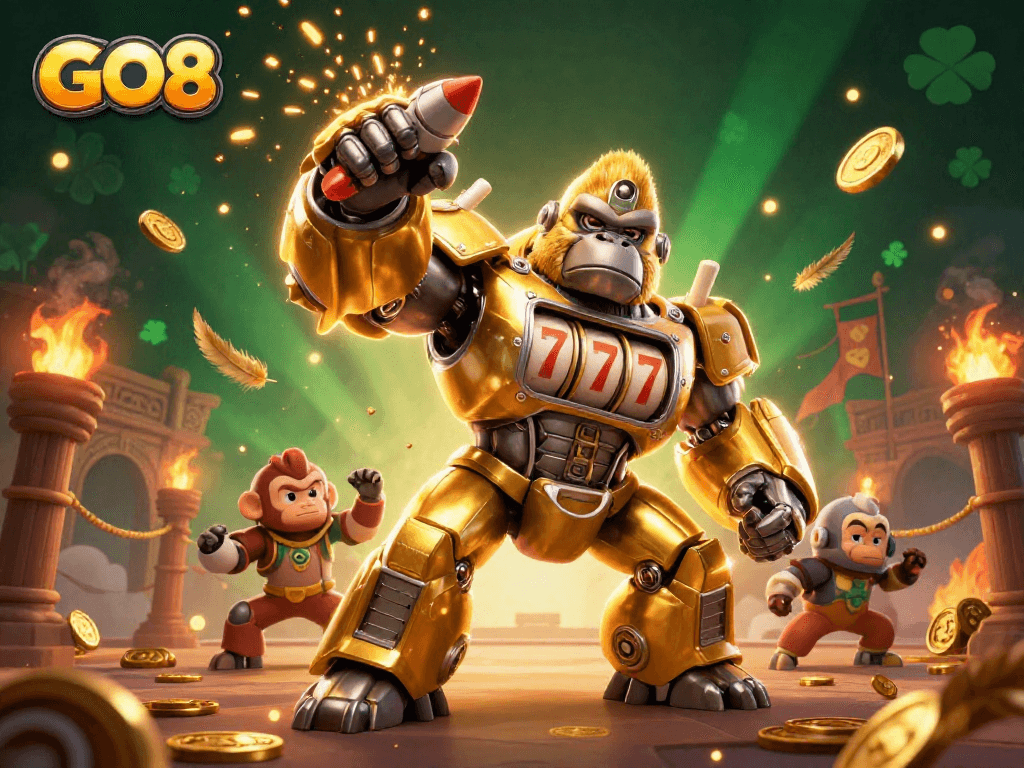 Experience GO8's exhilarating gaming world with vibrant 3D illustrations of dynamic casino characters in action.
