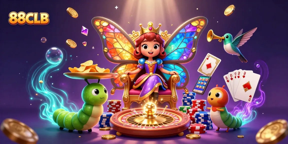 Experience the thrill of playing slots with 88CLB's enchanting casino illustration featuring vibrant elements.