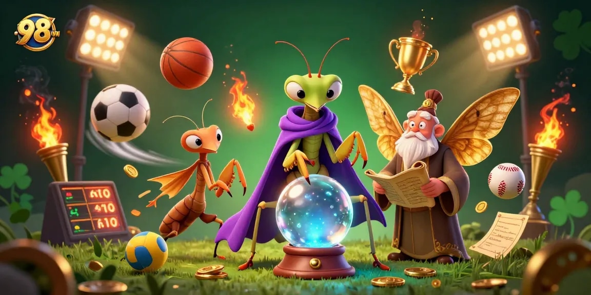 Engage with the immersive gambling scene showcasing 98WIN, where fortune-telling meets sports betting excitement.