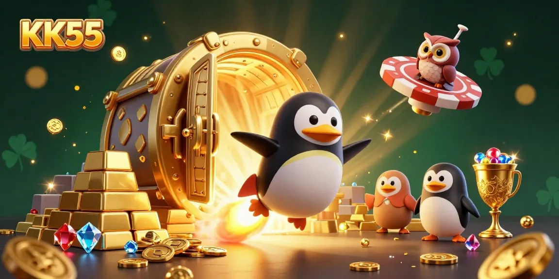Spin to win with KK55 in this dynamic casino space adventure with coins and treasures!